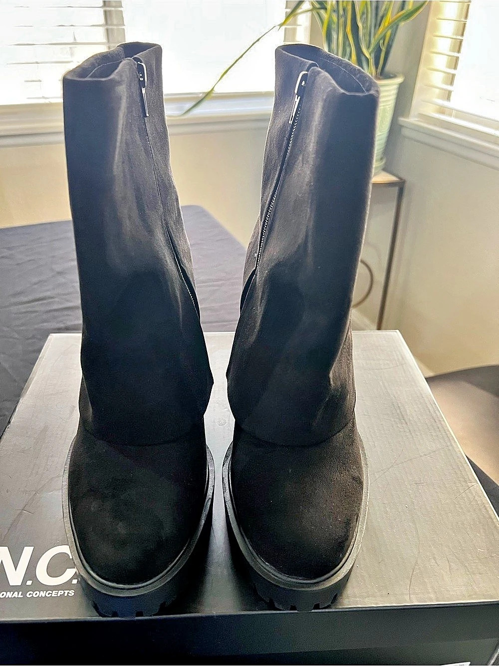 I.N.C International Concepts Black Tall Heeled Boots. Preowned
